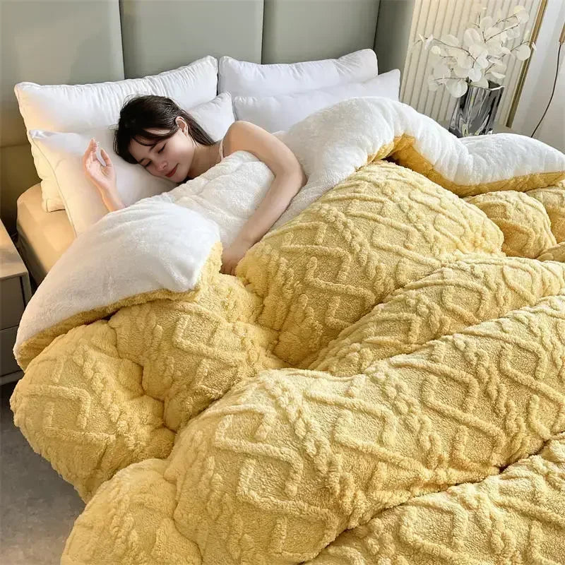 Couverture Lestée Ultra Chaude Epaisse Jaune: Votre Secret pour un Sommeil Profond et Réparateur