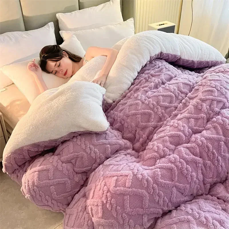 Couverture Lestée Ultra Chaude Epaisse Mauve: Votre Secret pour un Sommeil Profond et Réparateur