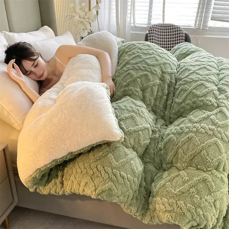 Couverture Lestée Ultra Chaude Epaisse Verte: Votre Secret pour un Sommeil Profond et Réparateur