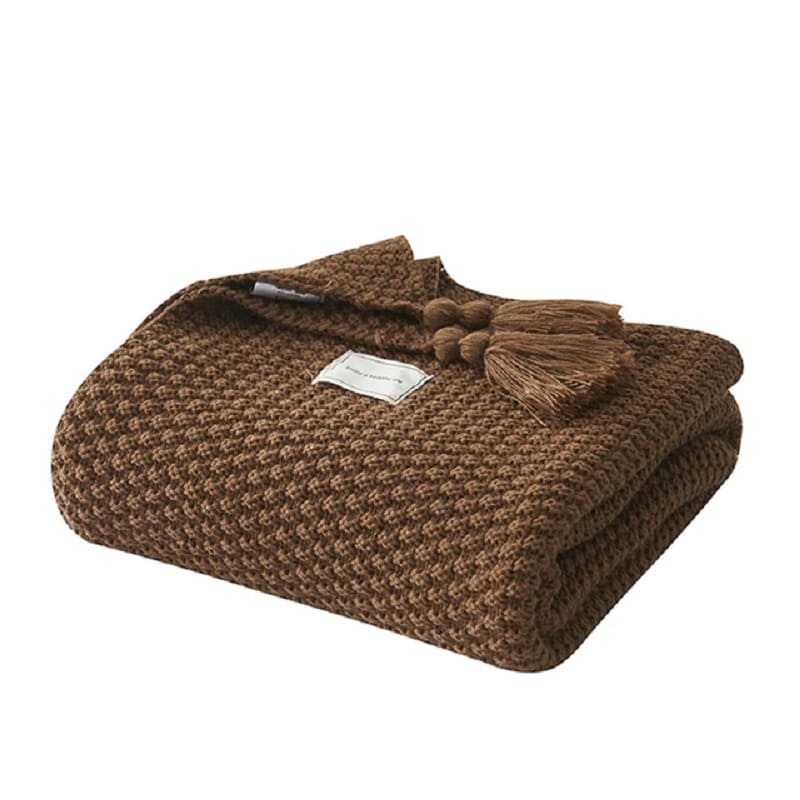 Plaid à Maille Torsadée Marron : Élégance et Douceur Absolue