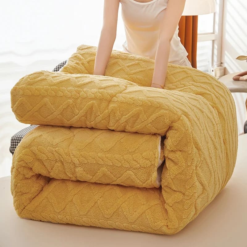 Couverture Lestée Ultra Chaude Epaisse Jaune: Votre Secret pour un Sommeil Profond et Réparateur