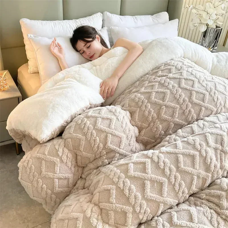 Couverture Lestée Ultra Chaude Epaisse Beige: Votre Secret pour un Sommeil Profond et Réparateur