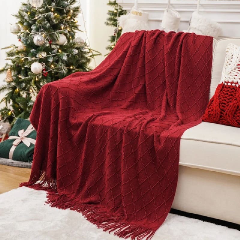 Plaid Bordeaux Élégant : Douceur et Raffinement pour un Intérieur Chaleureux