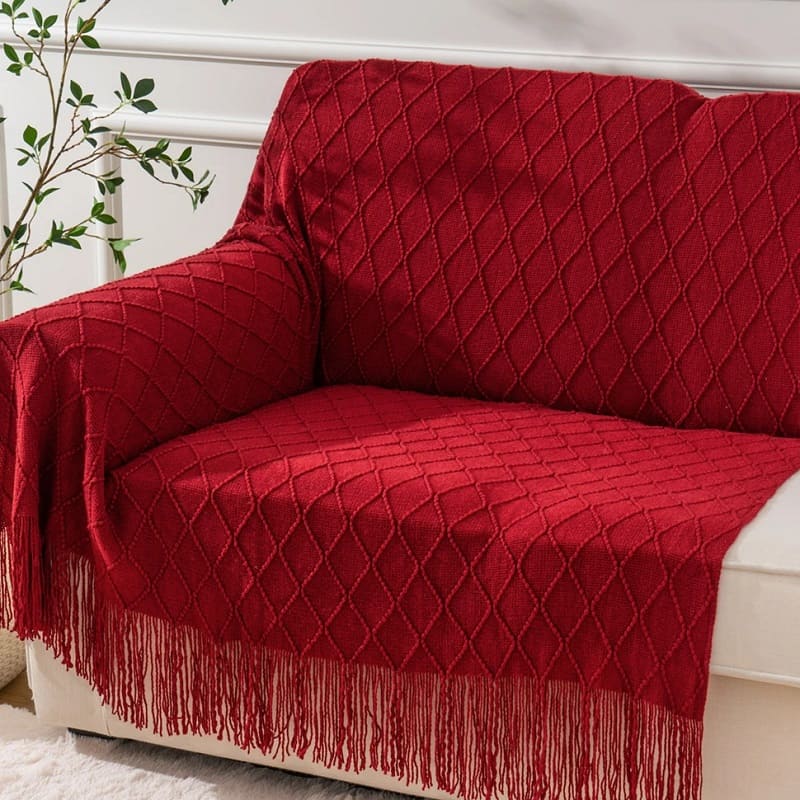 Plaid Bordeaux Élégant : Douceur et Raffinement pour un Intérieur Chaleureux