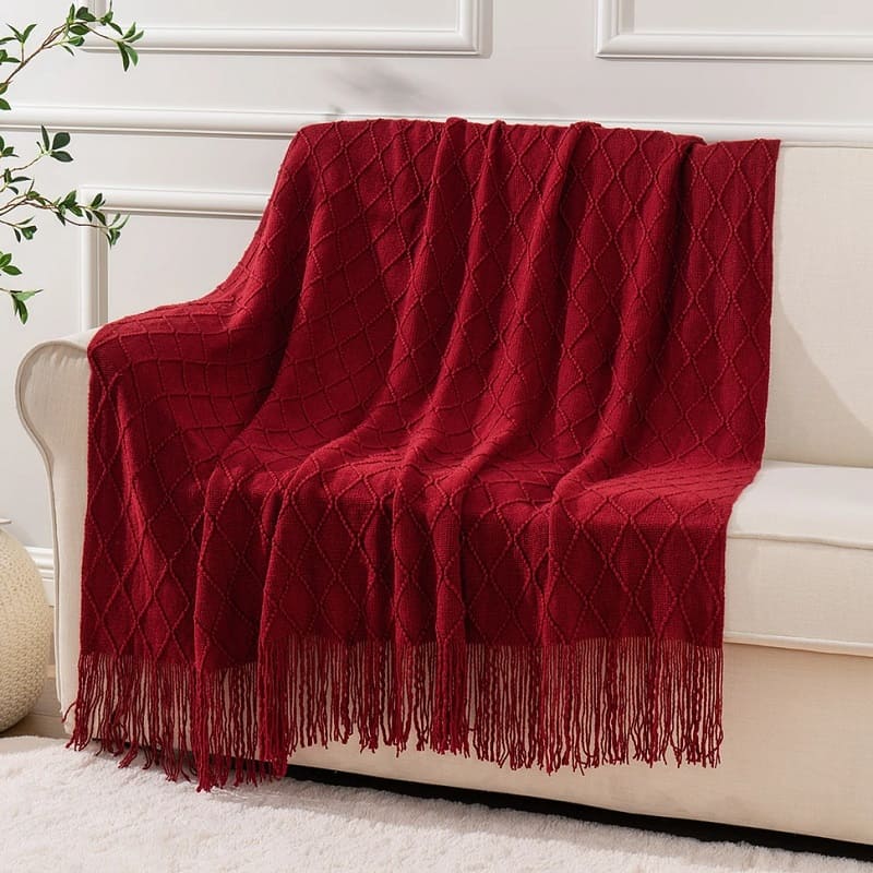 Plaid Bordeaux Élégant : Douceur et Raffinement pour un Intérieur Chaleureux